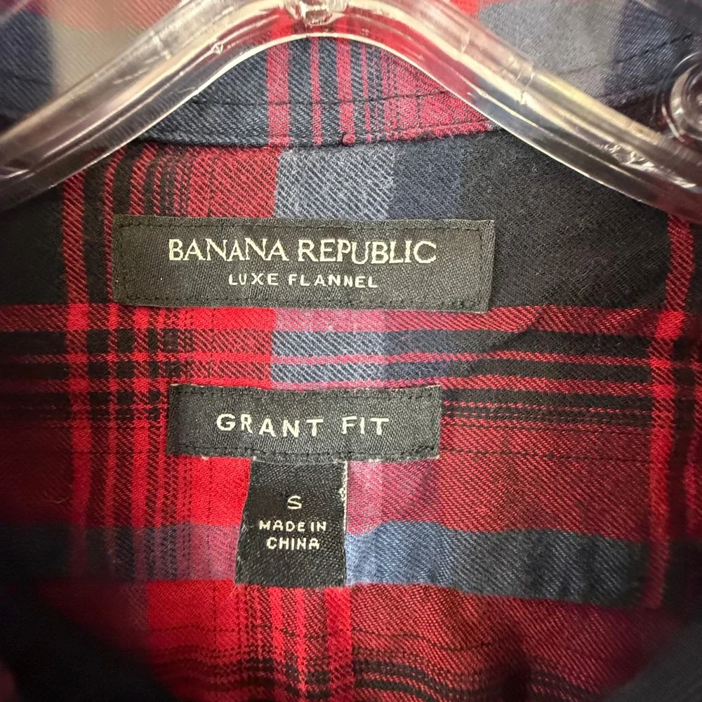 Banana Republic Luxe Flannel Grant Fit Mens Plaid Button‎ Up Shirt